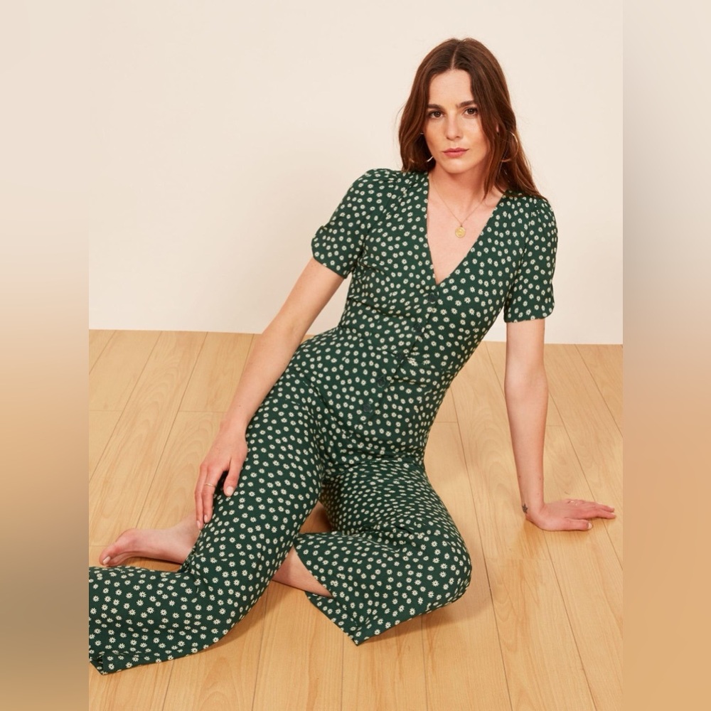 Reformation France Jumpsuit - Basil Size 4